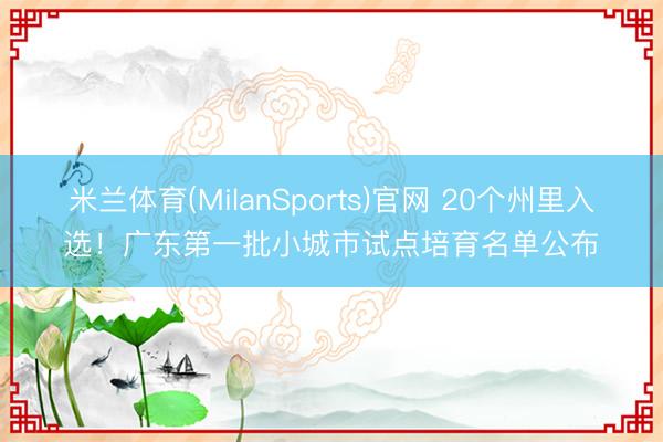米兰体育(MilanSports)官网 20个州里入选！广东第一批小城市试点培育名单公布